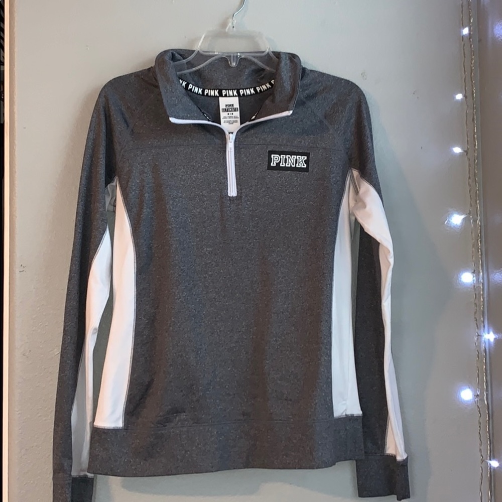 PINK half zip gray pullover!